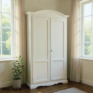 Armadio in Legno, noce scuro e bianco opaco, con 2 ante – Arte povera – Stile classico – Made in Italy – 107x55x197 cm