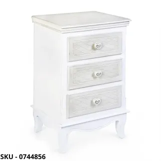 Cassettiera Charlene in legno, Bianco Opaco, con 3 cassetti - Stile Moderno Contemporaneo – Made in Italy