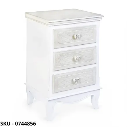 Cassettiera Charlene in legno, Bianco Opaco, con 3 cassetti - Stile Moderno Contemporaneo – Made in Italy