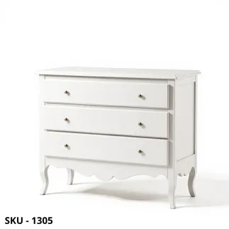 Comò in legno, Noce Scuro e Bianco Opaco, con 3 Cassetti - Arte Povera - Stile Classico - Made in Italy - 107x52x89 cm