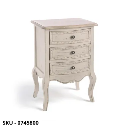 Comodino Clarisse, Avorio, con 3,2 o 1 cassetto - Stile Moderno - Made in Italy