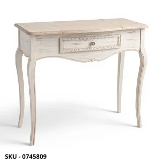 Consolle Clarisse in legno, Avorio, con Contenitore e Specchio - Stile Moderno, Contemporaneo - Made in Italy