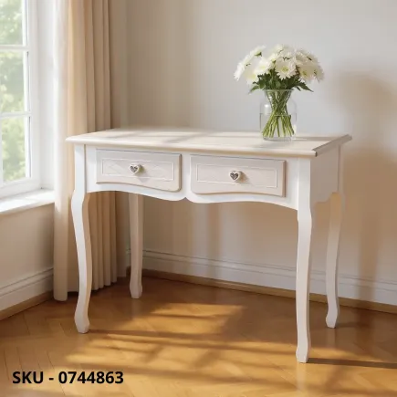 Consolle Charlene, Bianco opaco, 2 cassetti - Stile Moderno Contemporaneo - Made in Italy - 75x40x71 cm e 90x40x78 cm