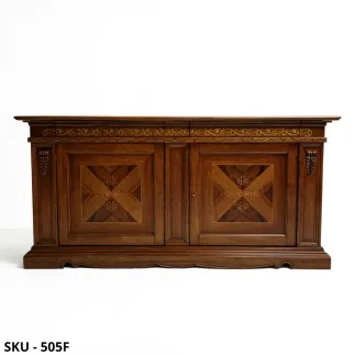Credenza in Legno, Noce Scuro Bassano, 2 Ante e 2 Cassetti - Arte Povera - stile classico - Made in Italy - 213x55x108 cm