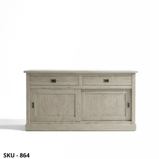 Credenza in Rovere Patinato con 2 Ante Scorrevoli e 2 Cassetti  - Stile Moderno – Contemporaneo – Made in Italy