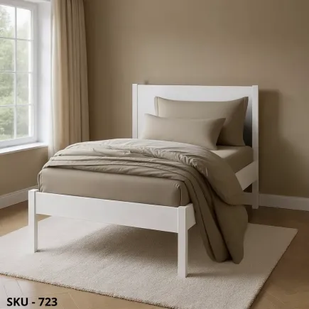 Letto matrimoniale o singolo in legno, Bianco Opaco - Arte Povera - Made in Italy - 174x212x115 cm e 100x212x115 cm