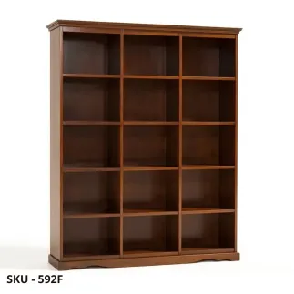 Libreria in Legno, Noce Scuro e Bianco Opaco, con 15 Mensole - Arte Povera - Stile Classico - Made in Italy - 156x38x205 cm