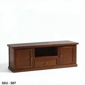 Porta TV in legno, Noce Scuro e Bianco Opaco, 2 ante e 1 cassetto - Arte Povera - Stile Classico - Made in Italy - 160x45x56 cm