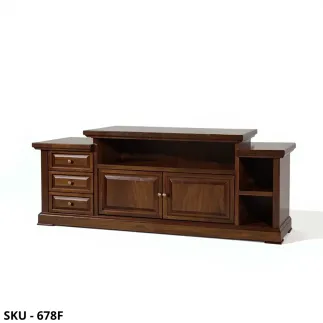 Mobile Porta TV in legno, Noce Scuro, 2 ante, 3 vani e cassetti – Arte povera – Stile classico – Made in Italy – 155x45x62 cm