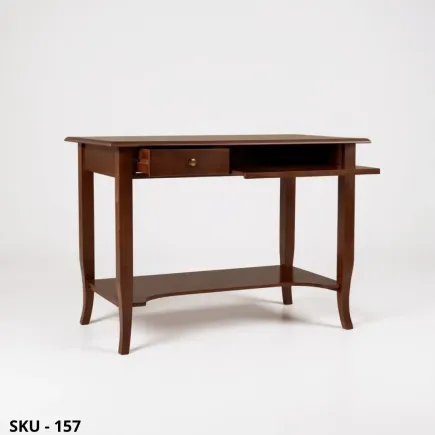 Scrivania in legno, Noce Scuro e Avorio, 1 cassetto - Stile classico - Arte povera - Made in Italy - 105x60x78 cm