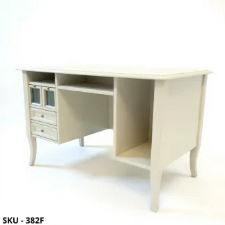 Scrittoio in Legno, Noce Scuro e Avorio, Cassetti e Base Tastiera - Arte Povera - Stile Classico - Made in Italy - 130x74x81 cm
