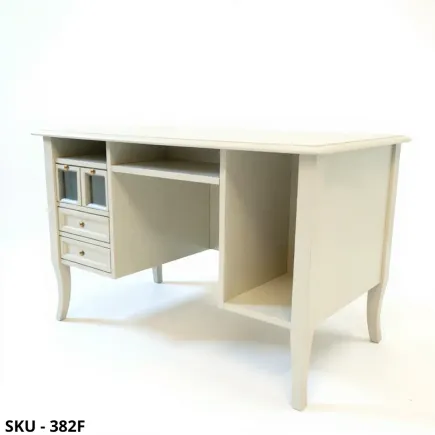 Scrittoio in Legno, Noce Scuro e Avorio, Cassetti e Base Tastiera - Arte Povera - Stile Classico - Made in Italy - 130x74x81 cm