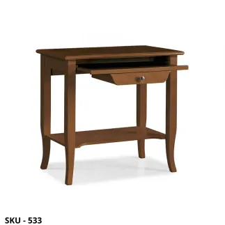 Scrivania in legno, noce scuro e bianco opaco, 1 cassetto - Arte povera - Stile classico - Made in Italy - 85x49x79 cm