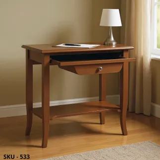 Scrivania in legno, noce scuro e bianco opaco, 1 cassetto - Arte povera - Stile classico - Made in Italy - 85x49x79 cm