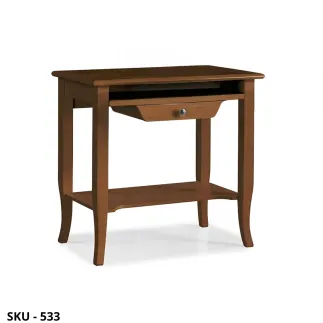 Scrivania in legno, noce scuro e bianco opaco, 1 cassetto - Arte povera - Stile classico - Made in Italy - 85x49x79 cm