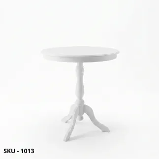 Tavolino fisso rotondo in legno, noce scuro e bianco opaco - Arte povera - Stile classico - Made in Italy - 60x60x75 cm