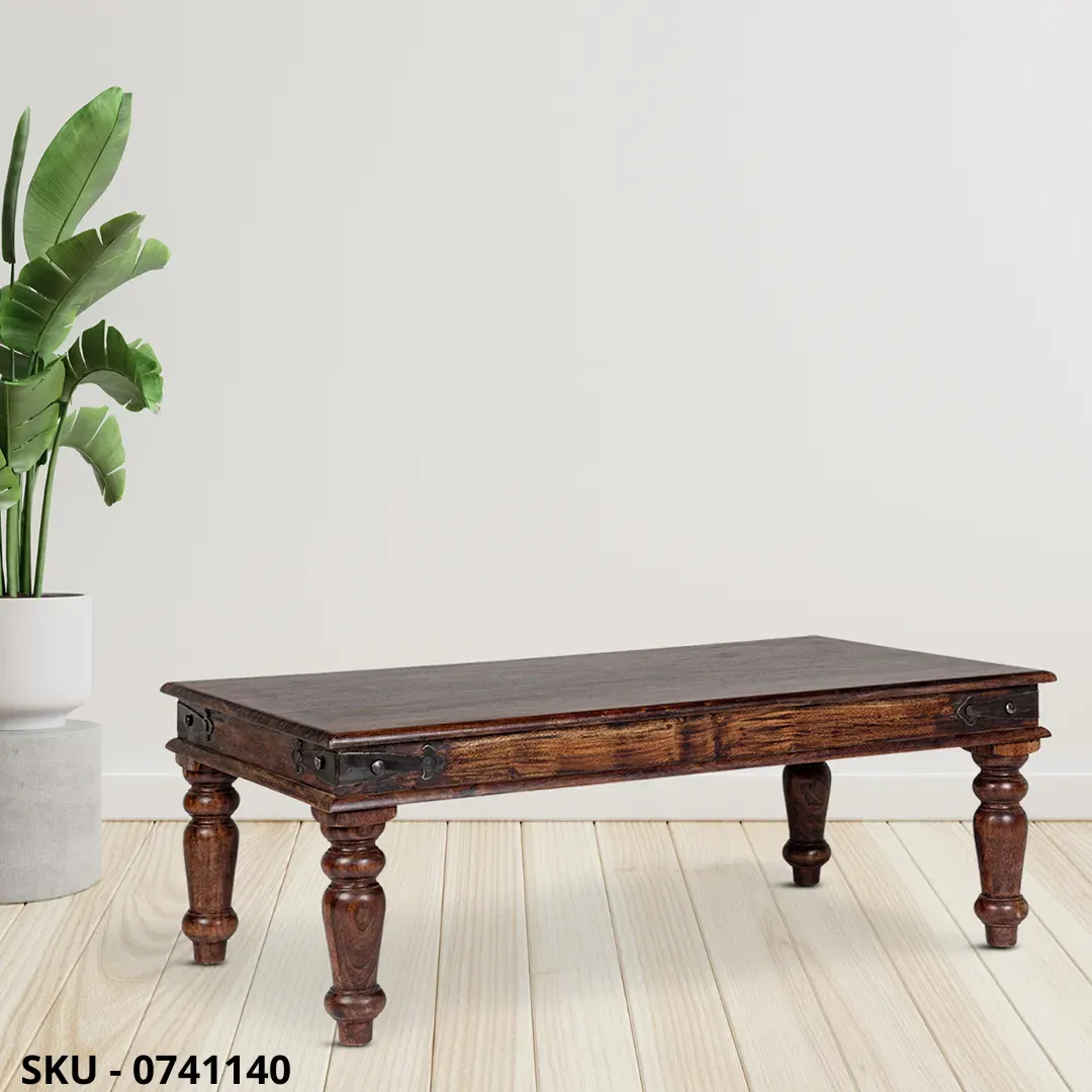 Tavolino  Jaipur in Legno di Acacia, gambe a cipolla - Made in Italy