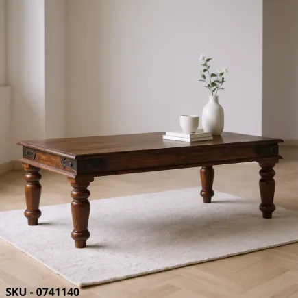 Tavolino Jaipur in Legno di Acacia, gambe a cipolla - Made in Italy