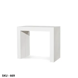 Tavolo allungabile in legno, Bianco Consumato, con allunga - Stile Moderno - Contemporaneo - Made in Italy