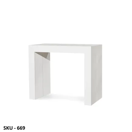 Tavolo allungabile in legno, Bianco Consumato, con allunga - Stile Moderno - Contemporaneo - Made in Italy