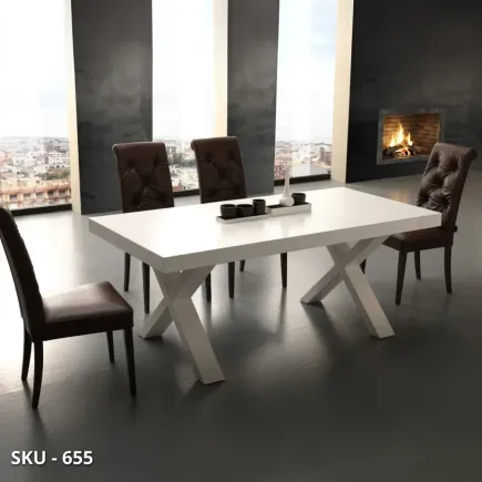 Tavolo-da-pranzo-allungabile-bianco-base-a-crociera-e-2-allunghe-da-50-cm-Stile-Moderno-Made-in-Italy-marcadesign-sku655