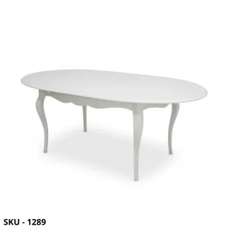 Tavolo ovale allungabile in legno, bianco opaco – Stile Classico, Arte Povera – Made in Italy – 160x110x75 cm