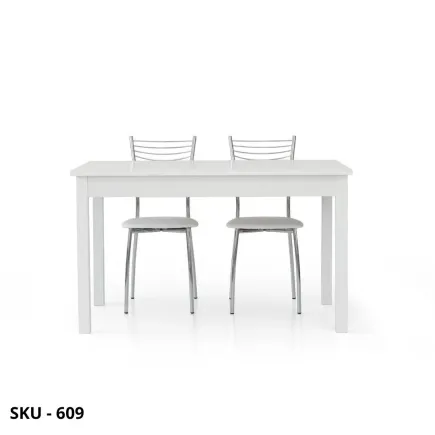 Tavolo allungabile, in legno nobilitato, bianco frassinato materico, con 1 allunga da 60 cm - Stile Moderno