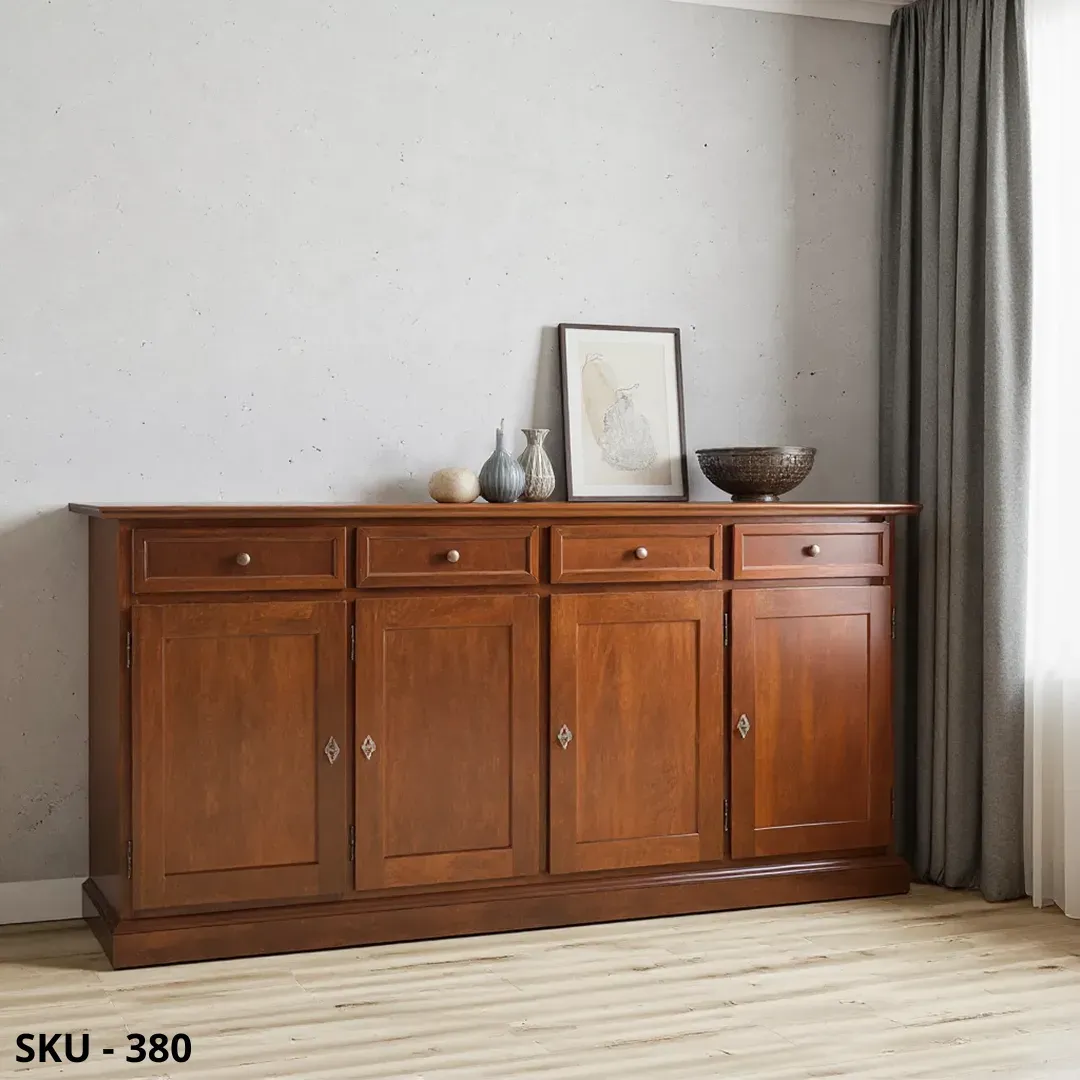 marca-design-shop-stile-classico-arte-povera-Credenza in Legno, Noce scuro e Bianco opaco