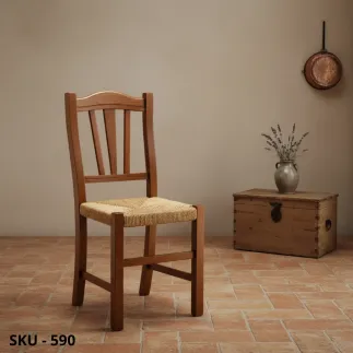Set 2 Sedie in Legno, Noce Scuro, Seduta in Legno o Paglia – Arte povera – Stile classico – Made in Italy – 44x40x88 cm