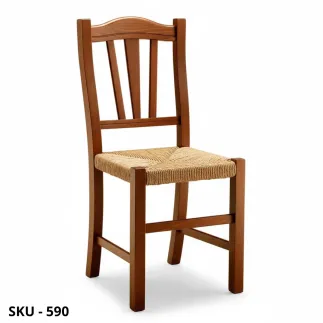 Set 2 Sedie in Legno, Noce Scuro, Seduta in Legno o Paglia – Arte povera – Stile classico – Made in Italy – 44x40x88 cm