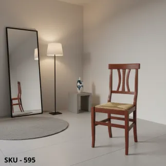 Set di 2 Sedie Classiche in Legno di Faggio, Noce Scuro, Seduta in Legno o Paglia - Arte Povera - Made in Italy - 40x40x88 cm