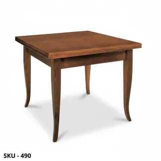 Tavolo in legno con apertura a libro, Noce Scuro, Finitura Bassano – Arte povera – Made in Italy – 100x100/200 cm