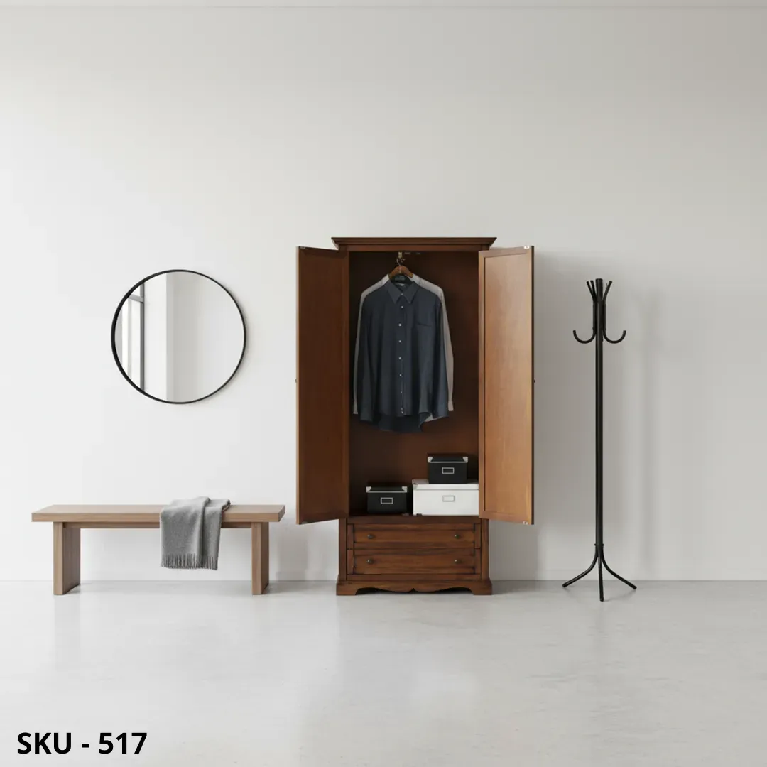 marca-design-shop-stile-classico-arte-povera-Armadio in Legno, Noce Scuro o Bianco