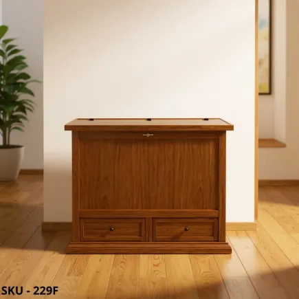 Baule in legno, noce scuro, 1 anta e 2 cassetti - Arte povera - Stile classico - Made in Italy - 120x54x95 cm e 105x54x95 cm