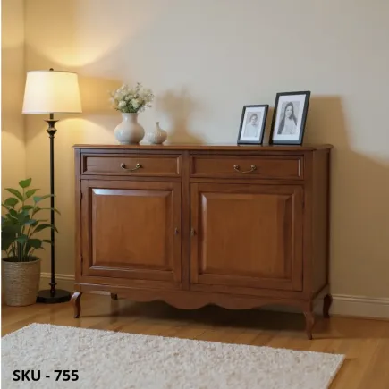 Credenza in Legno, Noce Scuro e Bianco Opaco, Finitura Bassano, 2 Ante 2 Cassetti - Arte Povera - Made in Italy - 145x49x116 cm