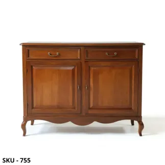 Credenza in Legno, Noce Scuro e Bianco Opaco, Finitura Bassano, 2 Ante 2 Cassetti - Arte Povera - Made in Italy - 145x49x116 cm