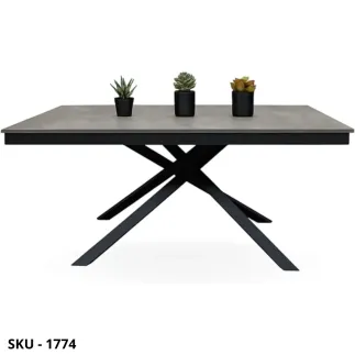Tavolo allungabile in metallo con piano in acciaio ossidato, 1 allunga laterale – Stile Moderno - Contemporaneo - Made in Italy