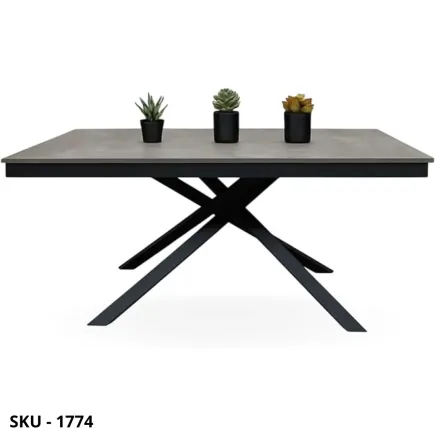 Tavolo allungabile in metallo con piano in acciaio ossidato, 1 allunga laterale – Stile Moderno - Contemporaneo - Made in Italy