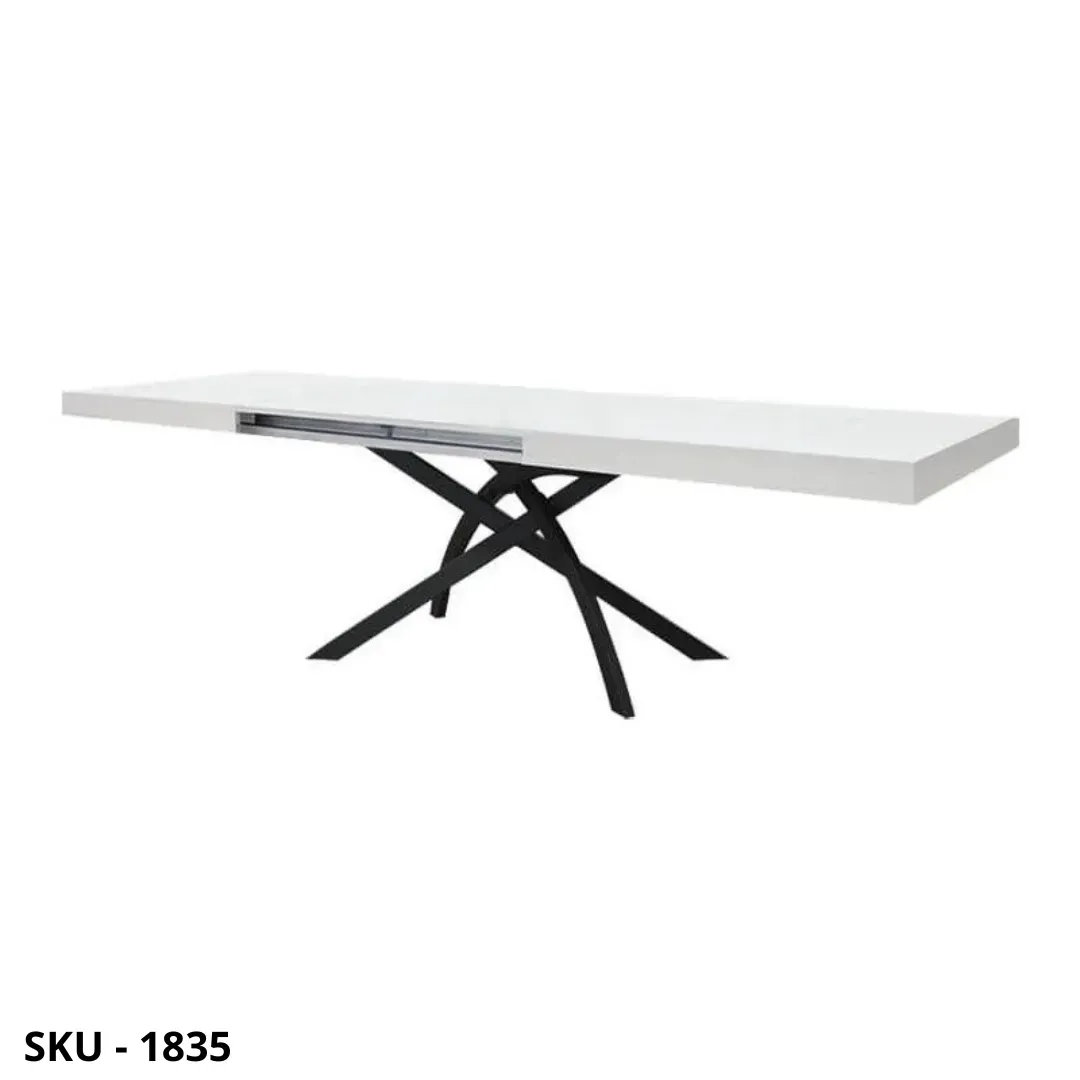 marca-design-shop-stile-moderno-stile-contemporaneo-Tavolo allungabile in metallo con piano in legno bianco frassinato