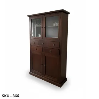 Dispensa in legno, noce scuro, 5 cassetti e 4 ante - Arte povera - Stile classico - Made in Italy - 120x41x187 cm