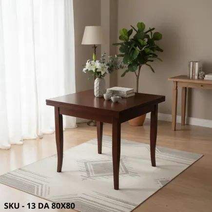 Tavolo rettangolare allungabile in legno, gambe a sciabola, noce scuro - Arte povera - Made in Italy