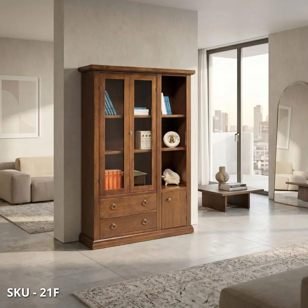 marca-design-shop-vetrina-in-legno-noce-scuro-stile-classico-made-in-italy-marcadesign-sku21F-ambientata