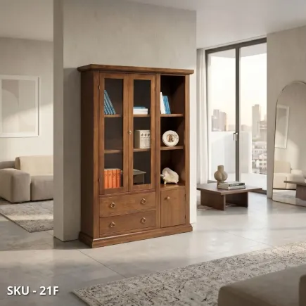 marca-design-shop-vetrina-in-legno-noce-scuro-stile-classico-made-in-italy-marcadesign-sku21F-ambientata