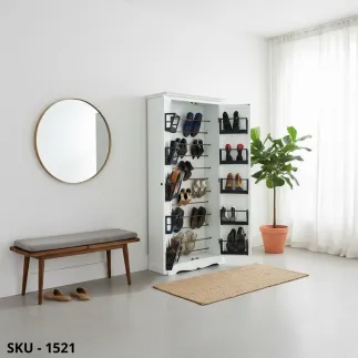 Armadio Porta Scarpe in Legno Bianco Opaco 2 Ante – Arte Povera – Stile Classico – Made in Italy – 87x40x192 cm
