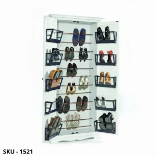 Armadio Porta Scarpe in Legno Bianco Opaco 2 Ante – Arte Povera – Stile Classico – Made in Italy – 87x40x192 cm