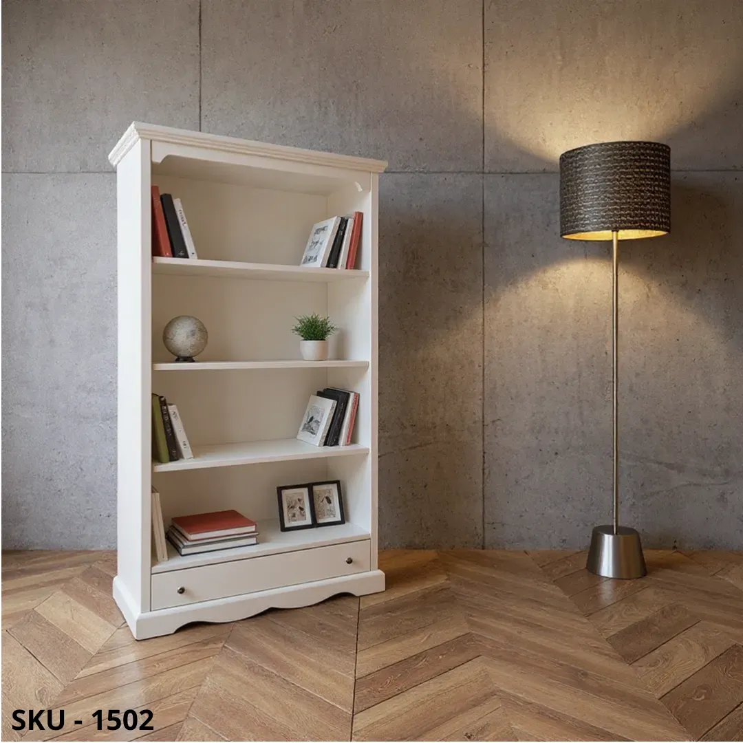 Libreria in legno, 4 ripiani e cassetto - Arte Povera - Made in Italy