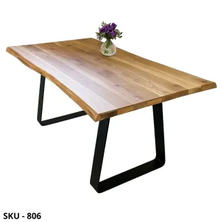 Tavolo fisso massello con gambe triangolari in metallo – Stile Moderno – Contemporaneo - Made in Italy