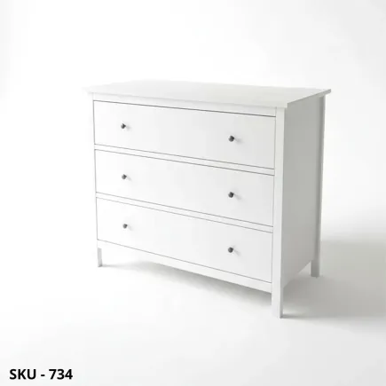 Comò in legno, Bianco Opaco, 3 Cassetti - Arte Povera - Stile Classico - Made in Italy - 114x51x95 cm