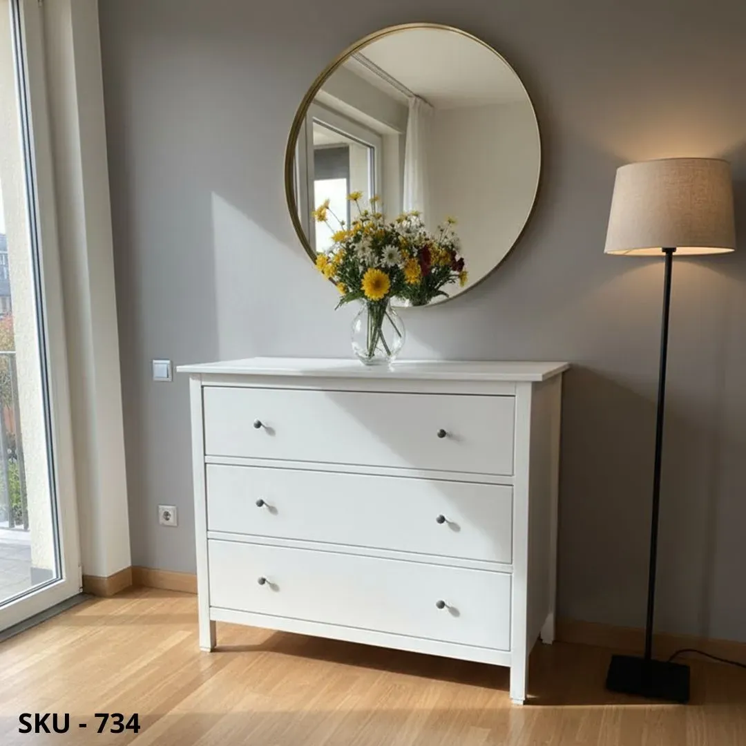 Marca Design Shop - Comò in legno, Bianco Opaco, 3 Cassetti - Arte Povera - Stile Classico - Made in Italy - 114x51x95 cm