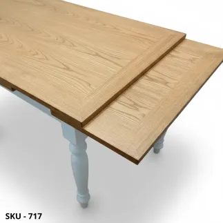 Tavolo da pranzo rettangolare in Rovere Bianco Opaco, allungabile con 2 estensioni - Arte Povera - Classico - Made in Italy